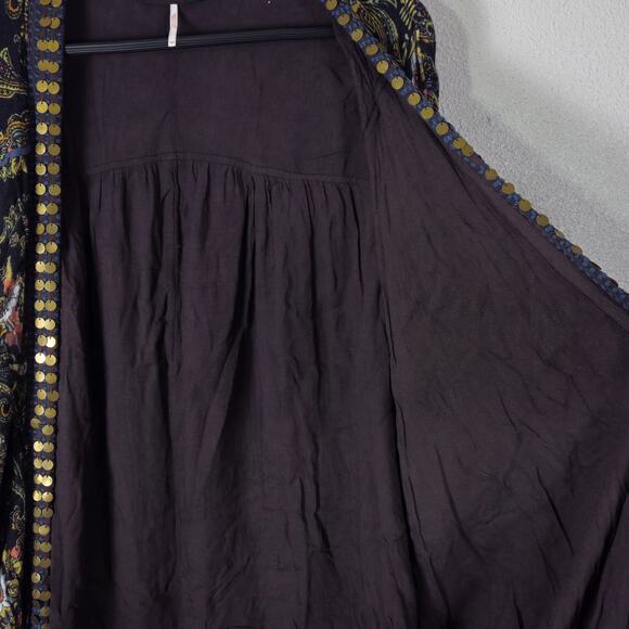 Free People Women's Jaipur Kimono Floral Embroidered Cardigan One Size Relaxed - Picture 6 of 12